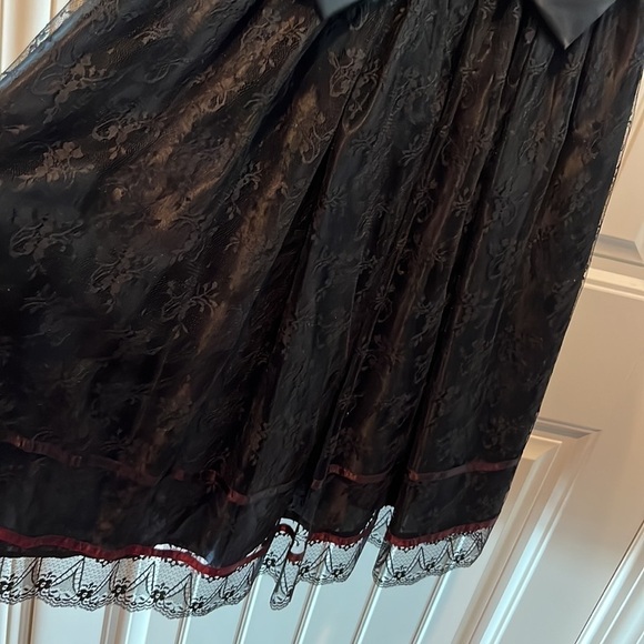 JESSICA McClintock Gunne Sax Whimsigoth black lace dress large bow open back S - Picture 9 of 17